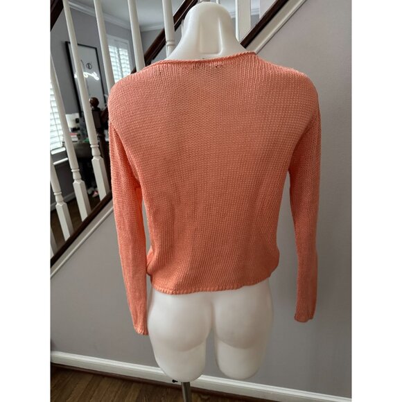 Vince Long-Sleeve Linen Sweater Coral Size XXS - Picture 4 of 5